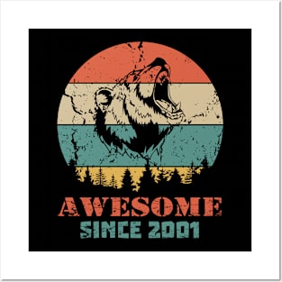 Awesome Since 2001 Year Old School Style Gift Women Men Kid Posters and Art